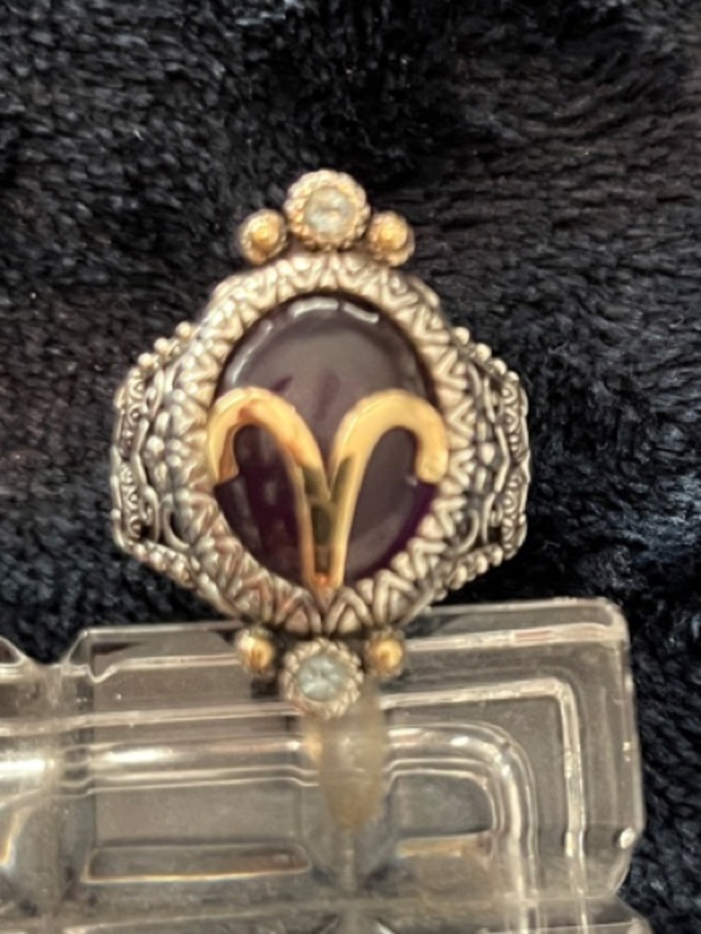 Barbara Bixby Sterling Silver,18k, Aries, Amethyst, White Topaz Ring